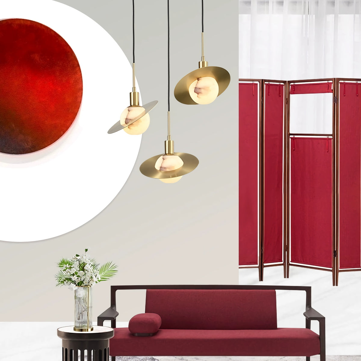 Gold - Ringed Marble Sphere Lamp