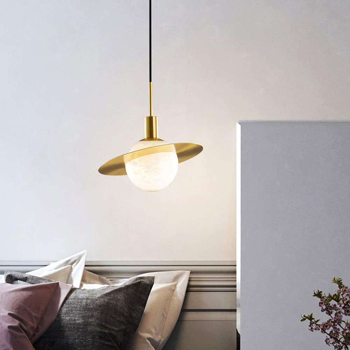 Gold - Ringed Marble Sphere Lamp