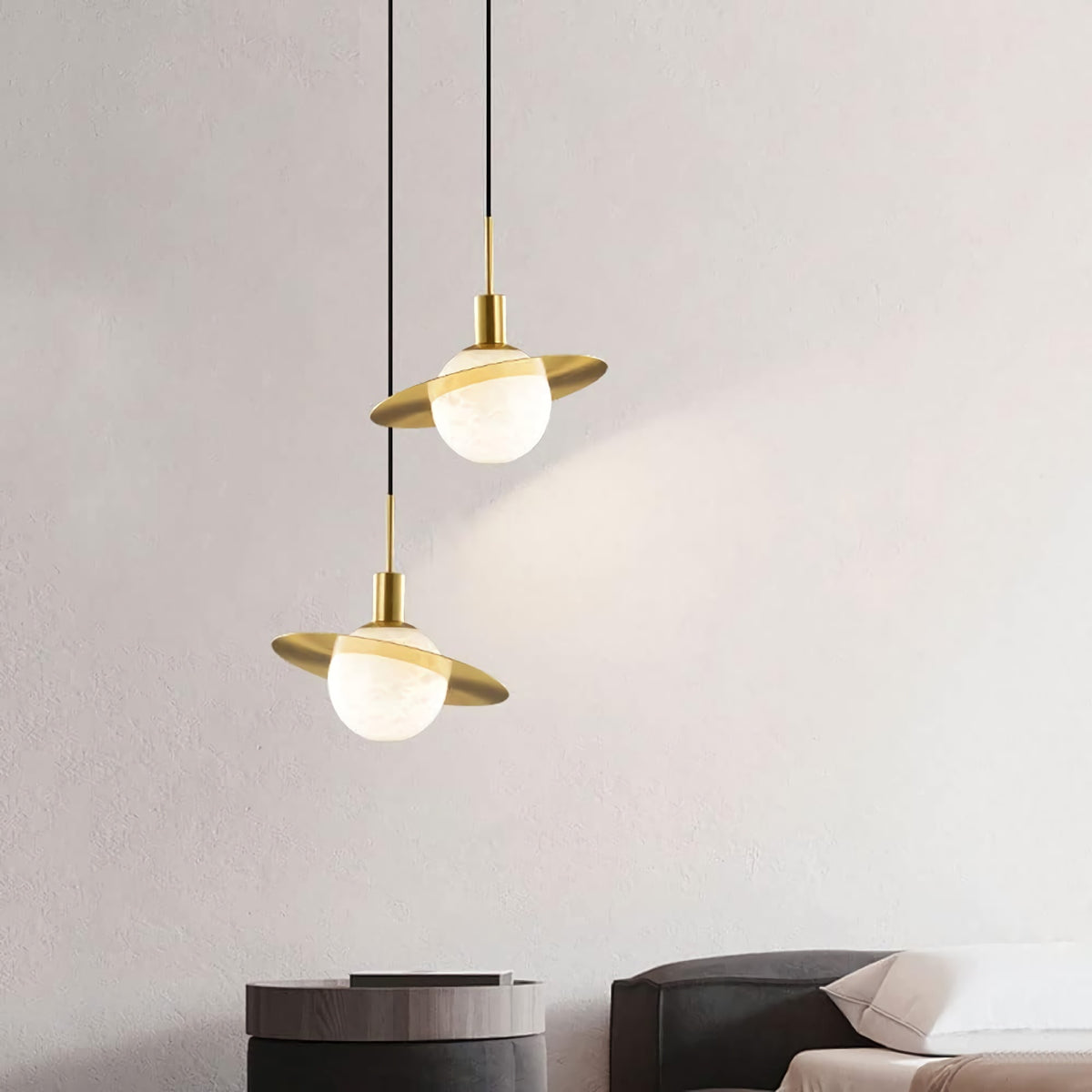 Gold - Ringed Marble Sphere Lamp