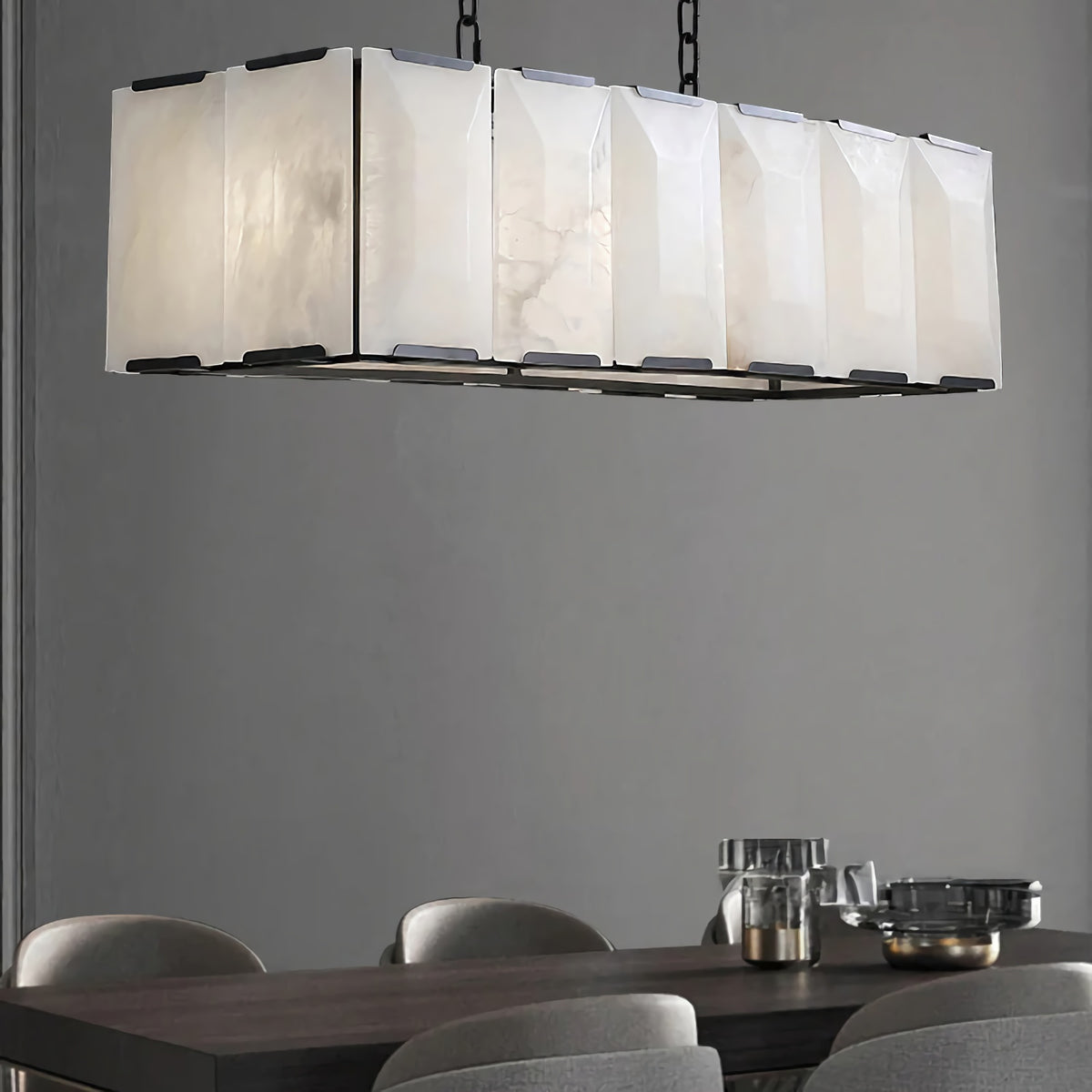 Harlew Alabaster Rectangular Chandelier