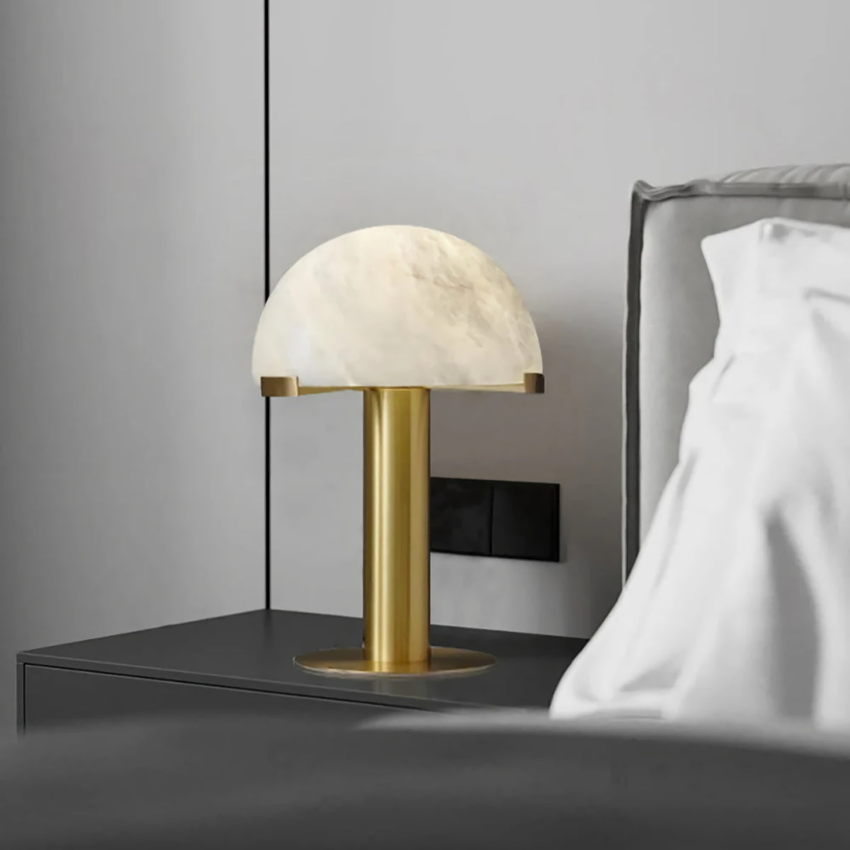 Hemispherical Alabaster Table Lamp