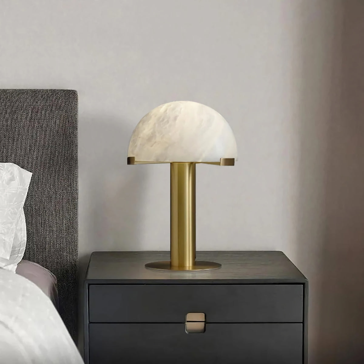 Hemispherical Alabaster Table Lamp