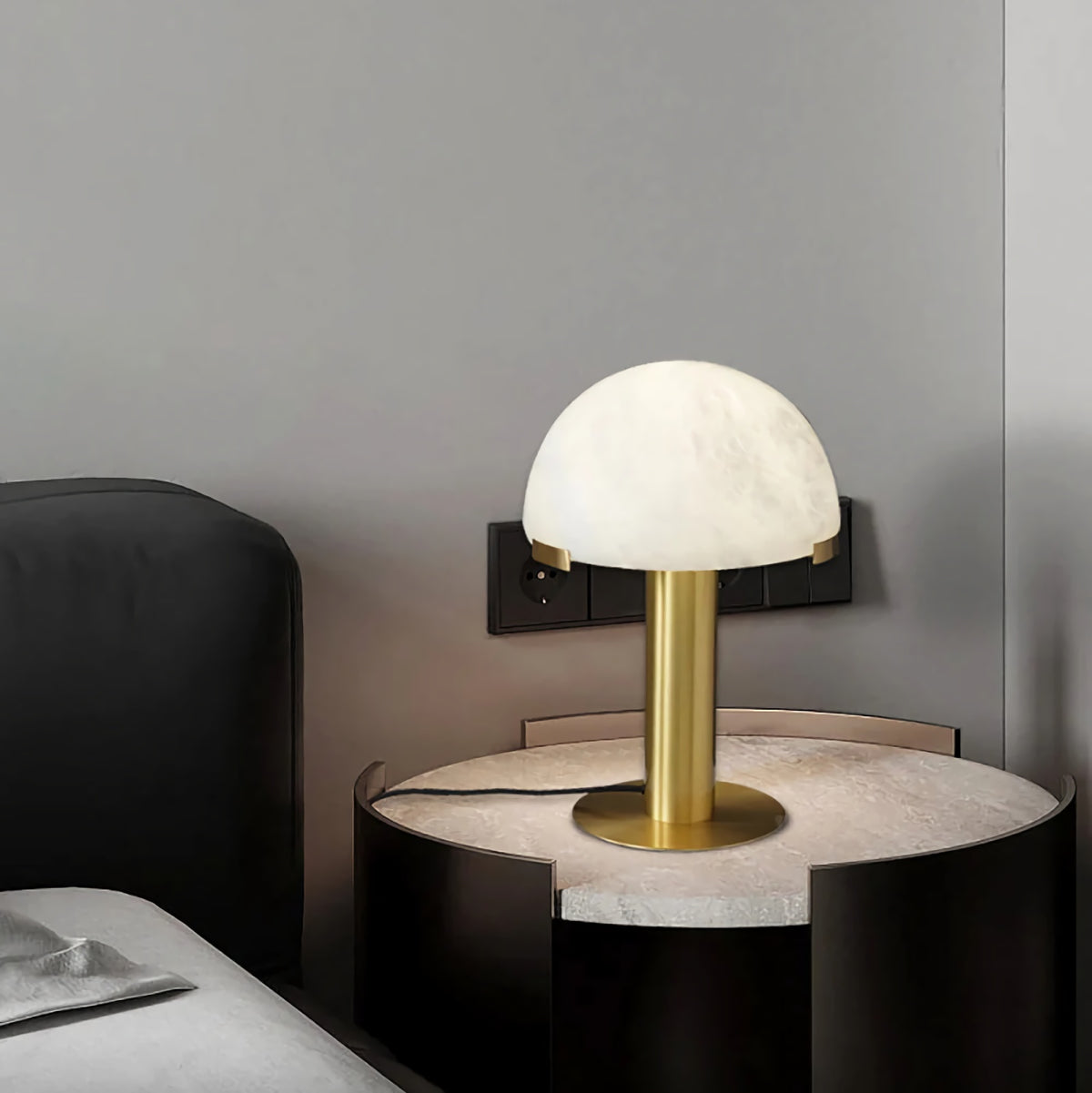 Hemispherical Alabaster Table Lamp