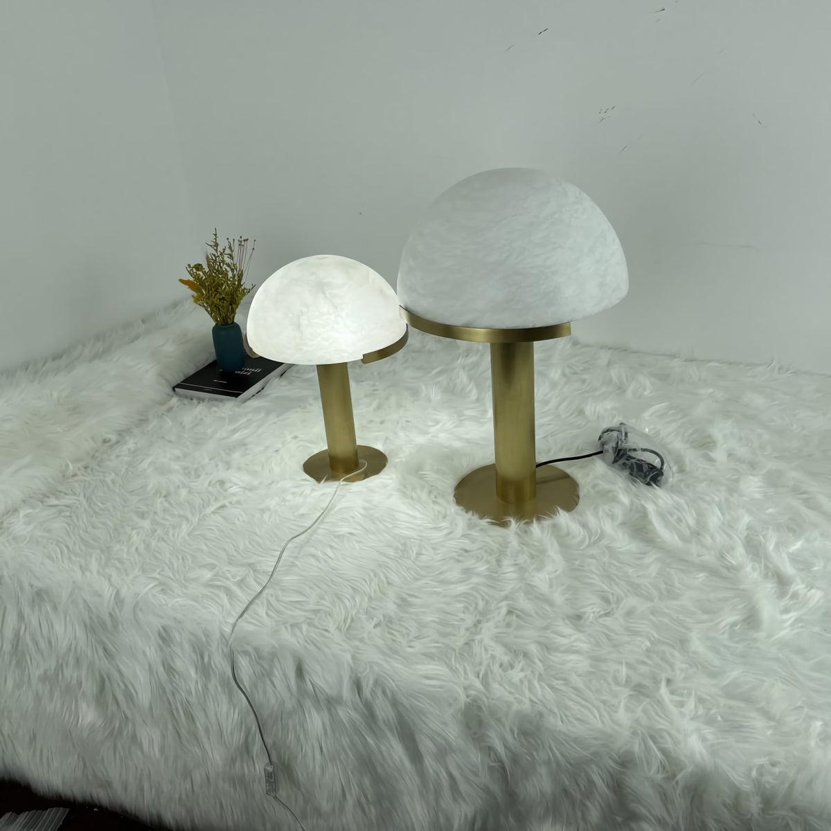 Hemispherical Alabaster Table Lamp