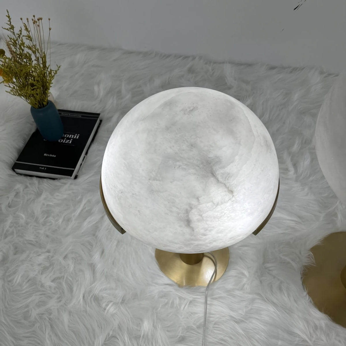 Hemispherical Alabaster Table Lamp