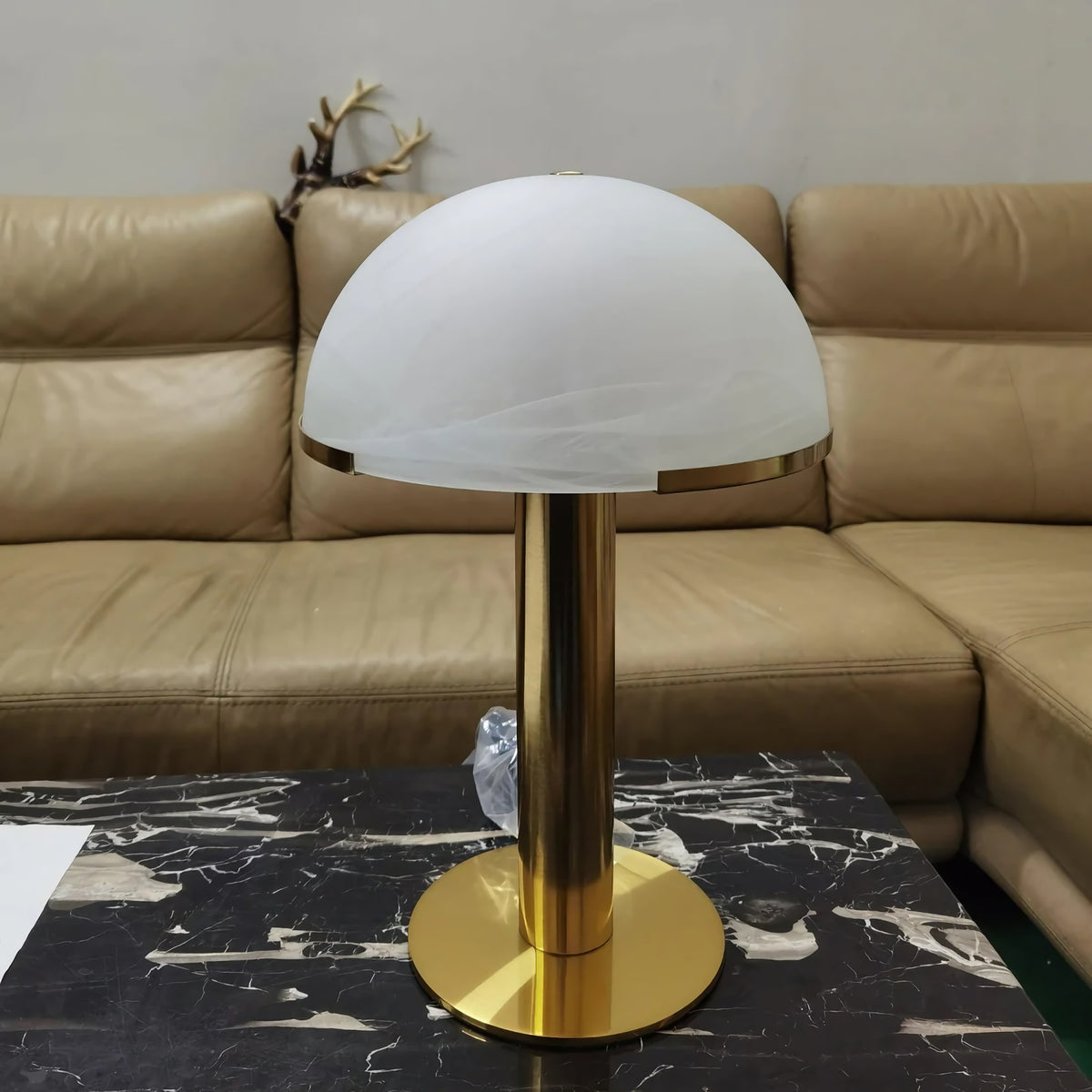 Hemispherical Alabaster Table Lamp