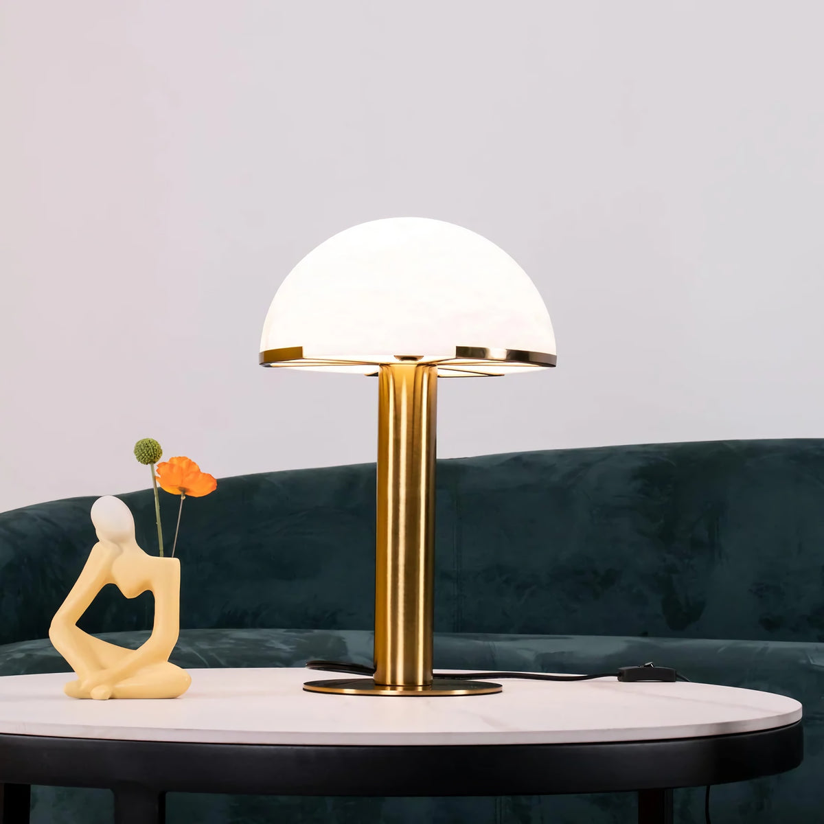 Hemispherical Alabaster Table Lamp