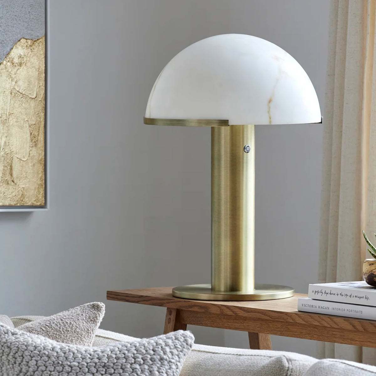 Hemispherical Alabaster Table Lamp