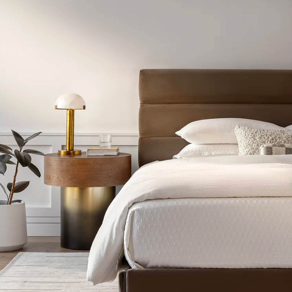 Hemispherical Alabaster Table Lamp