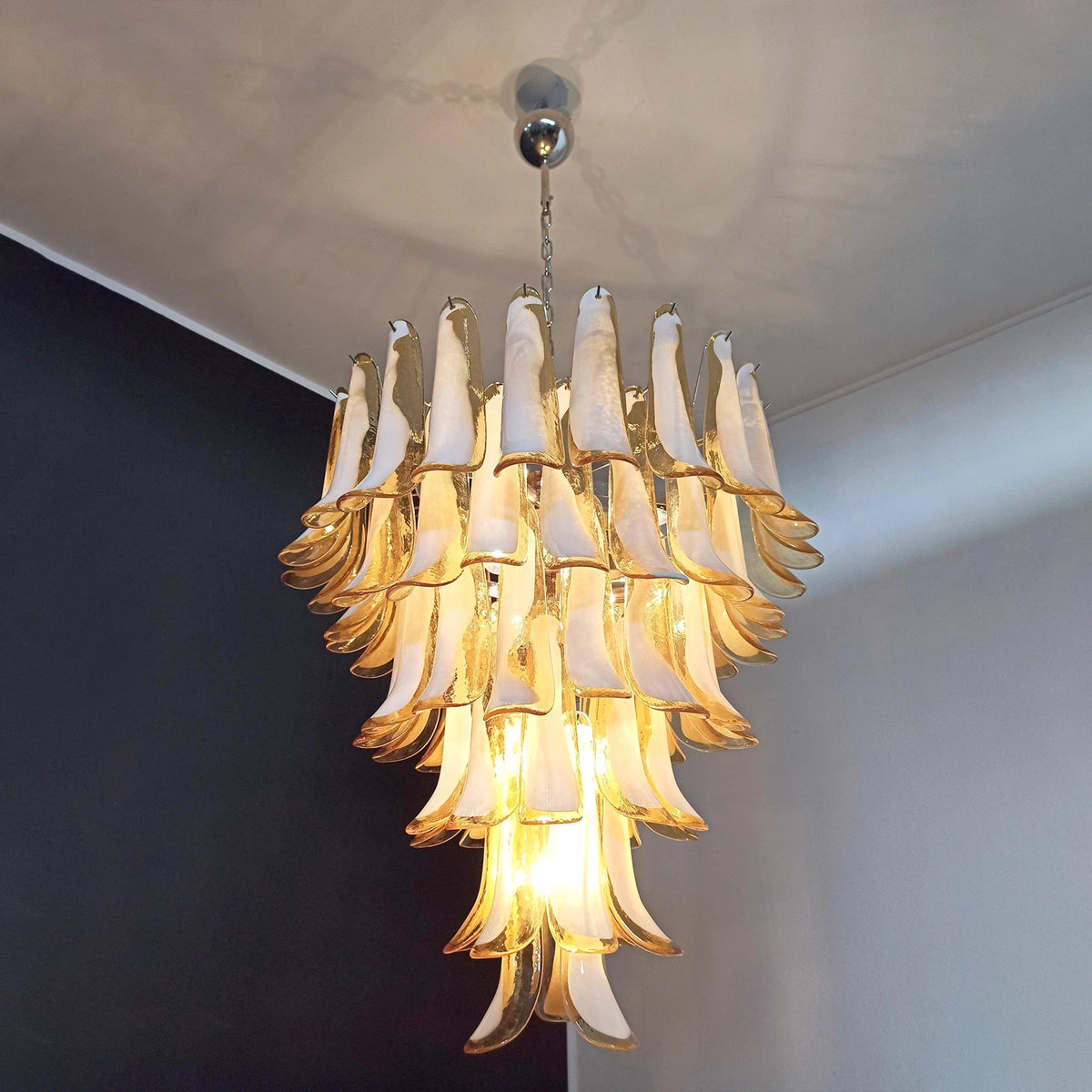 Honey Colored Murano Petal Chandelier