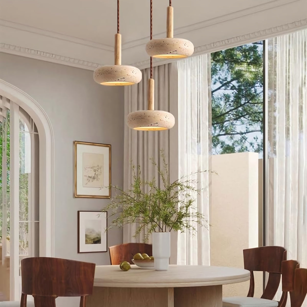 Hourglass Travertine Pendant Light