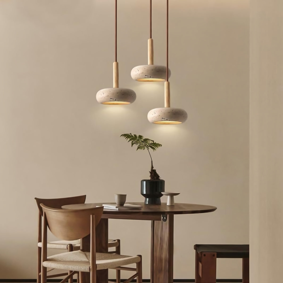 Hourglass Travertine Pendant Light