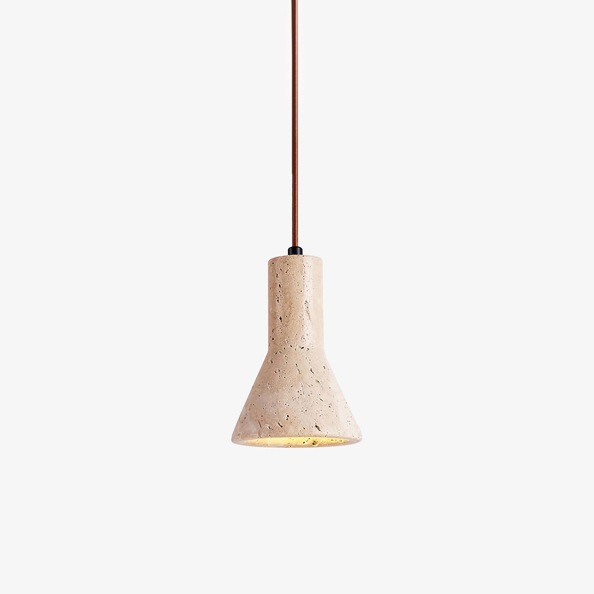 Industrial Conical Travertine Pendant Light