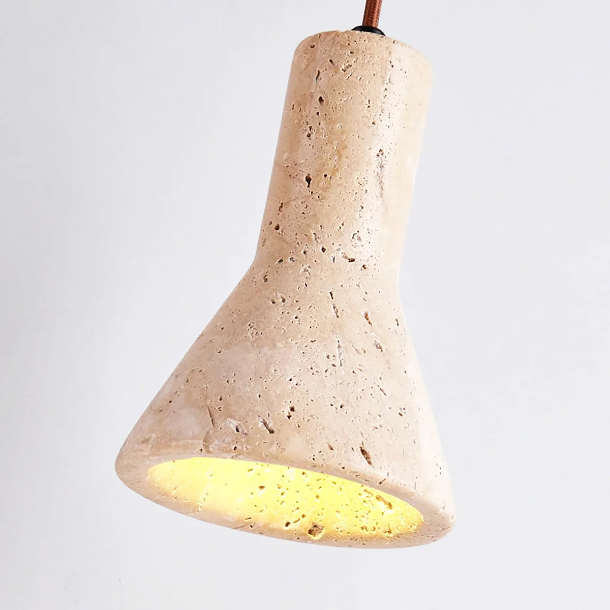 Industrial Conical Travertine Pendant Light