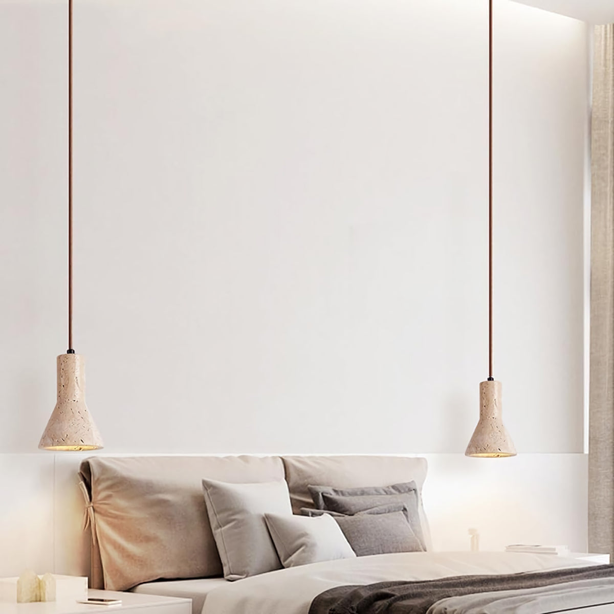 Industrial Conical Travertine Pendant Light