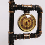 Industrial Vintage Iron Plumbing Clock Table Lamp