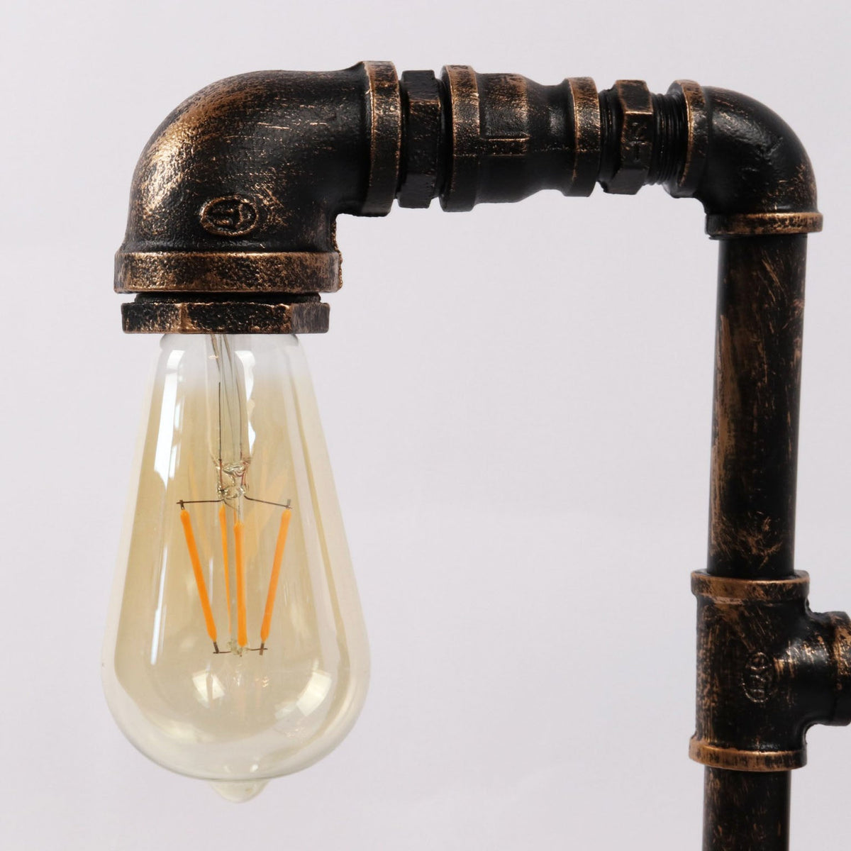 Industrial Vintage Iron Plumbing Clock Table Lamp