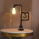 Industrial Vintage Iron Plumbing Clock Table Lamp