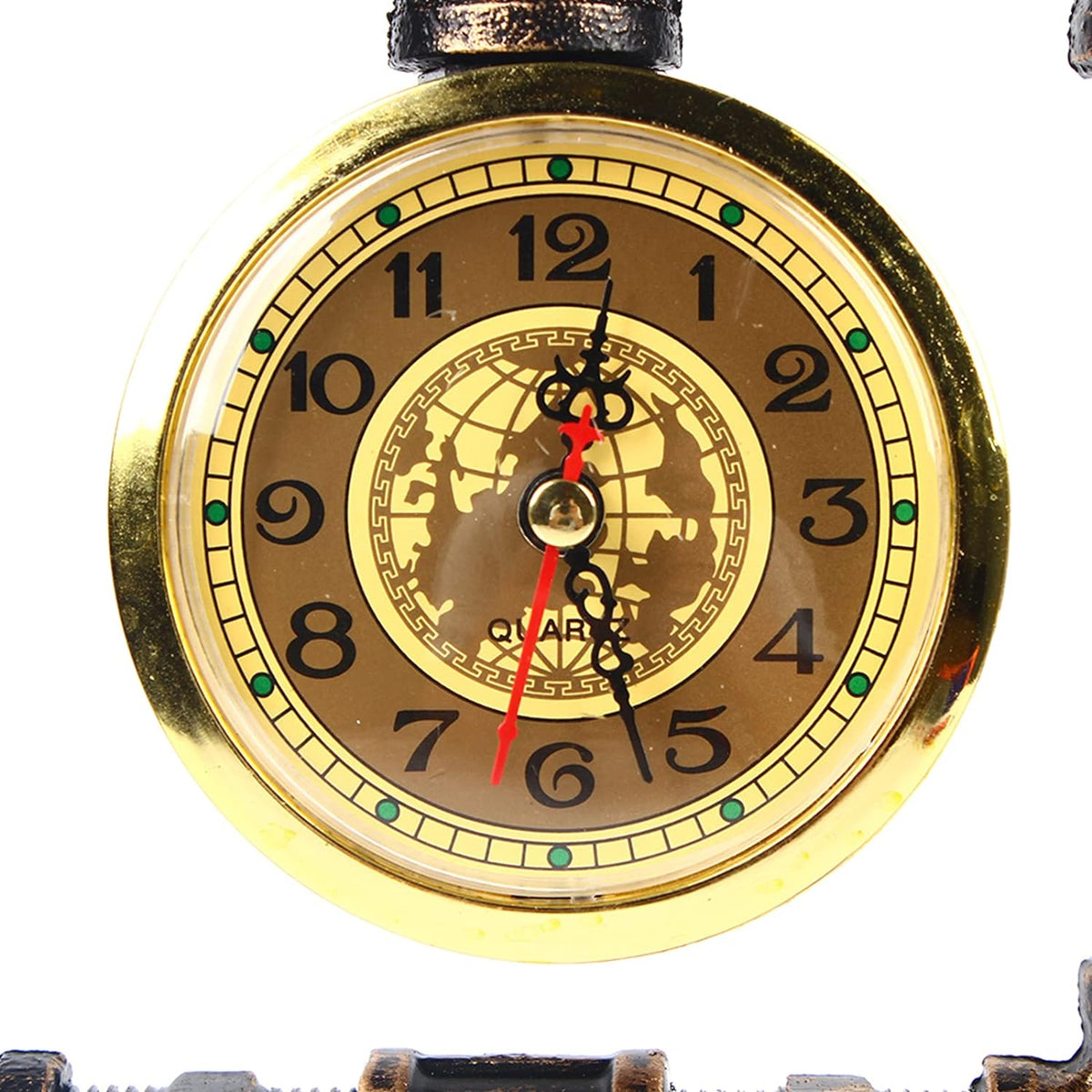 Industrial Vintage Iron Plumbing Clock Table Lamp