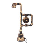 Industrial Vintage Iron Plumbing Clock Table Lamp