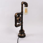 Industrial Vintage Iron Plumbing Clock Table Lamp