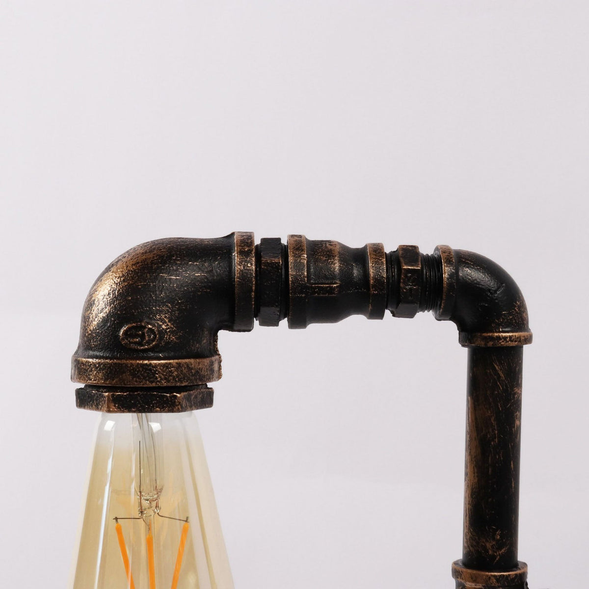 Industrial Vintage Iron Plumbing Clock Table Lamp