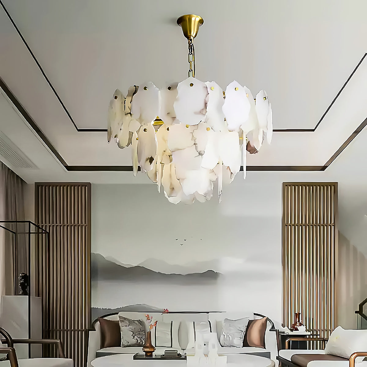 Irregular Alabaster Petal Chandelier