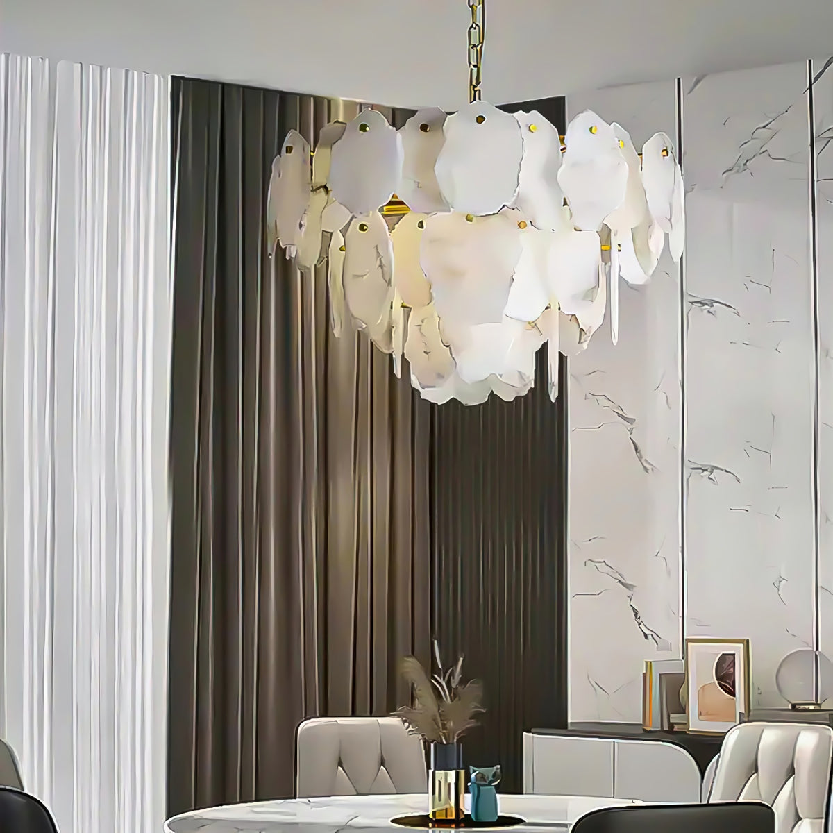 Irregular Alabaster Petal Chandelier