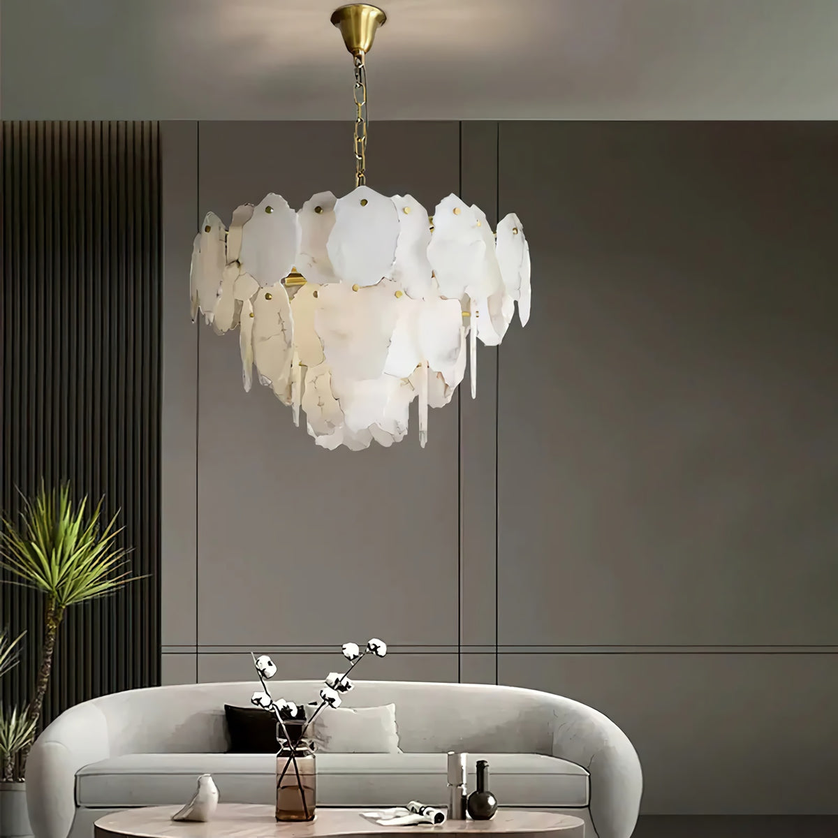 Irregular Alabaster Petal Chandelier