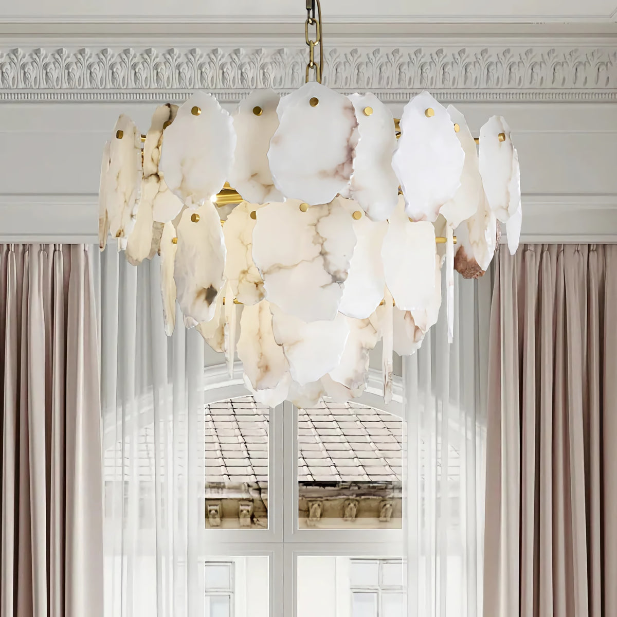 Irregular Alabaster Petal Chandelier