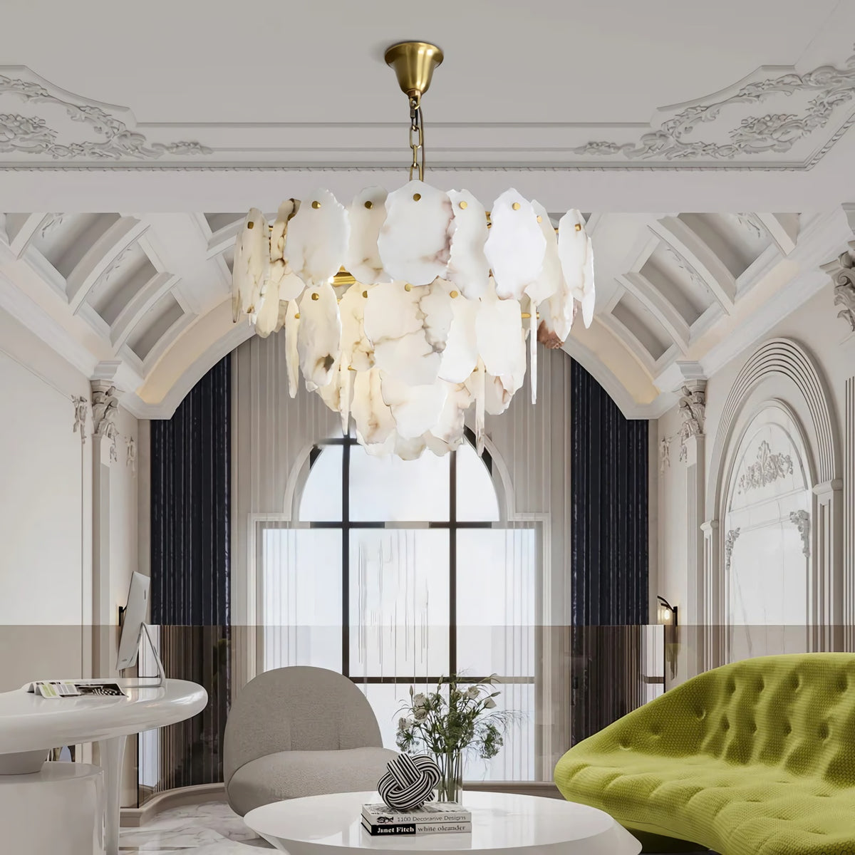 Irregular Alabaster Petal Chandelier