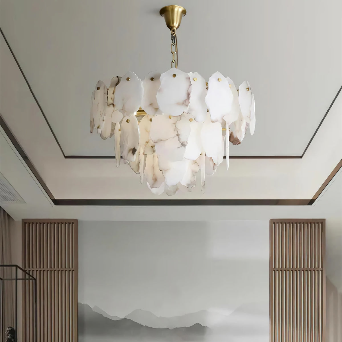 Irregular Alabaster Petal Chandelier