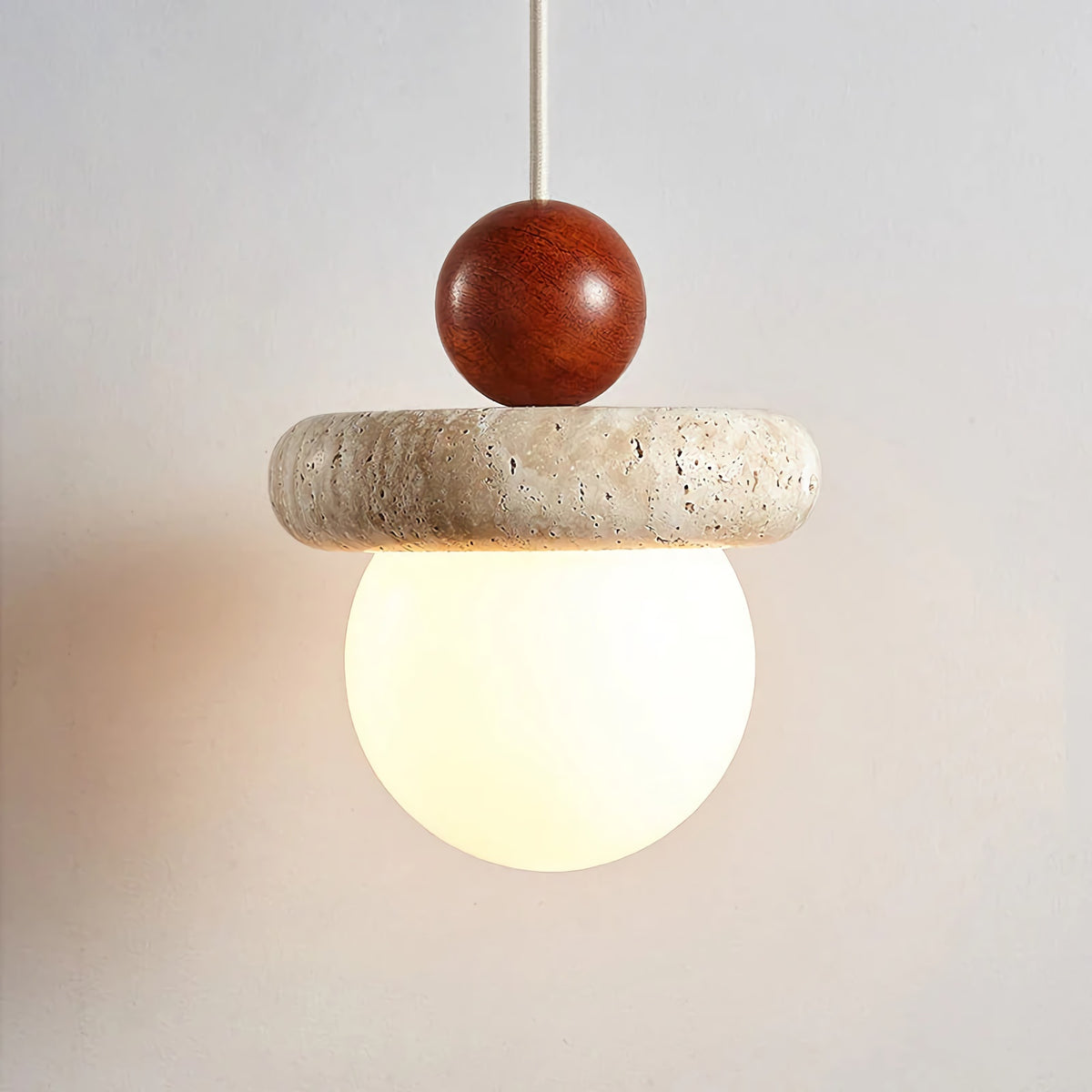 Japanese Wabi Sabi Travertine Round Pendant Light