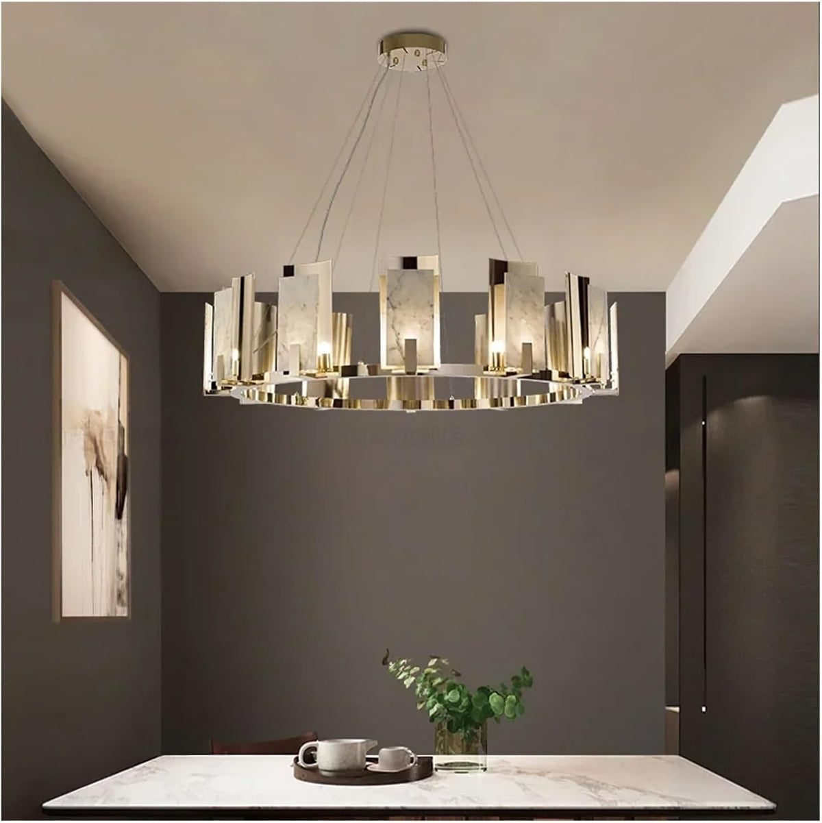 Jessie Alabaster Round Chandelier