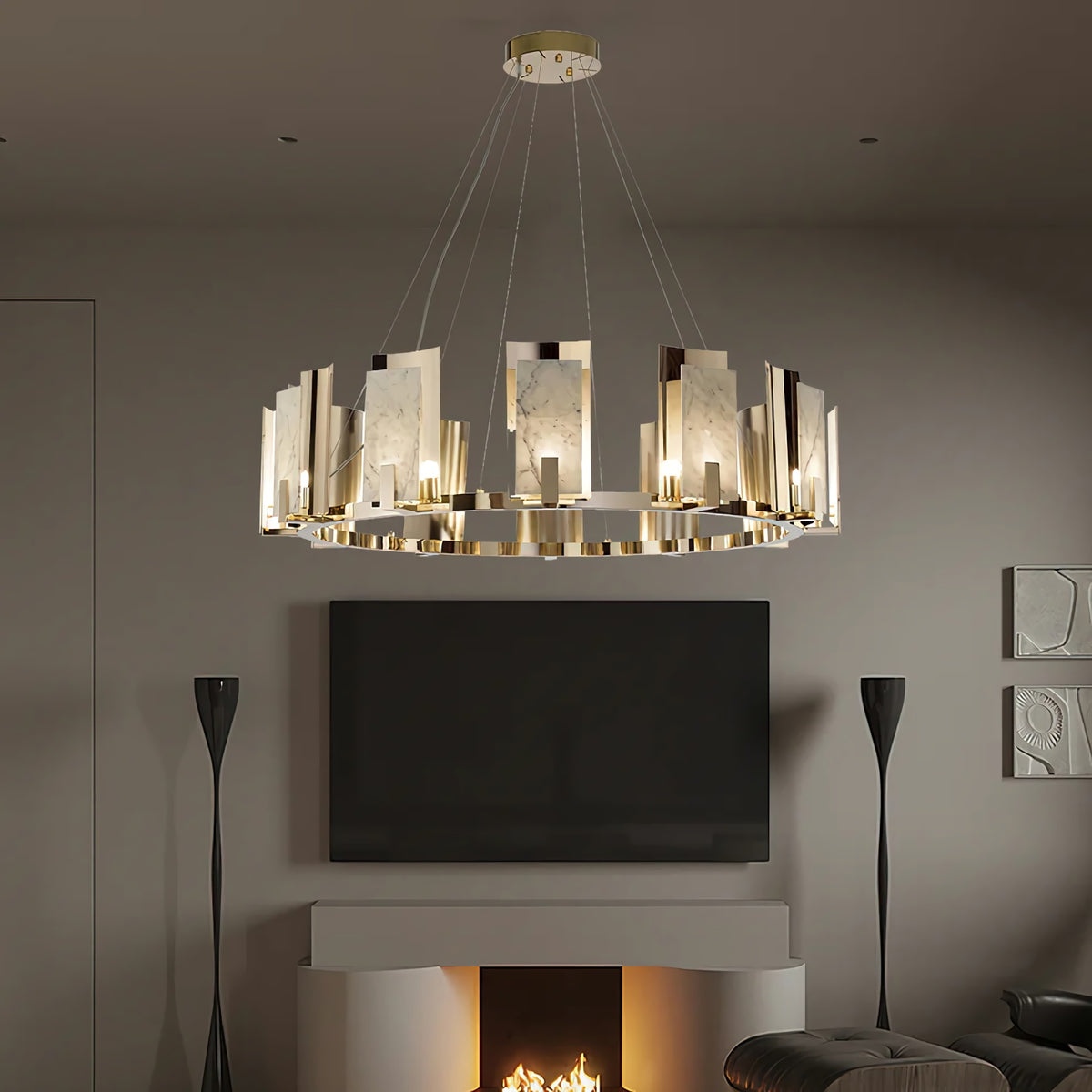 Jessie Alabaster Round Chandelier