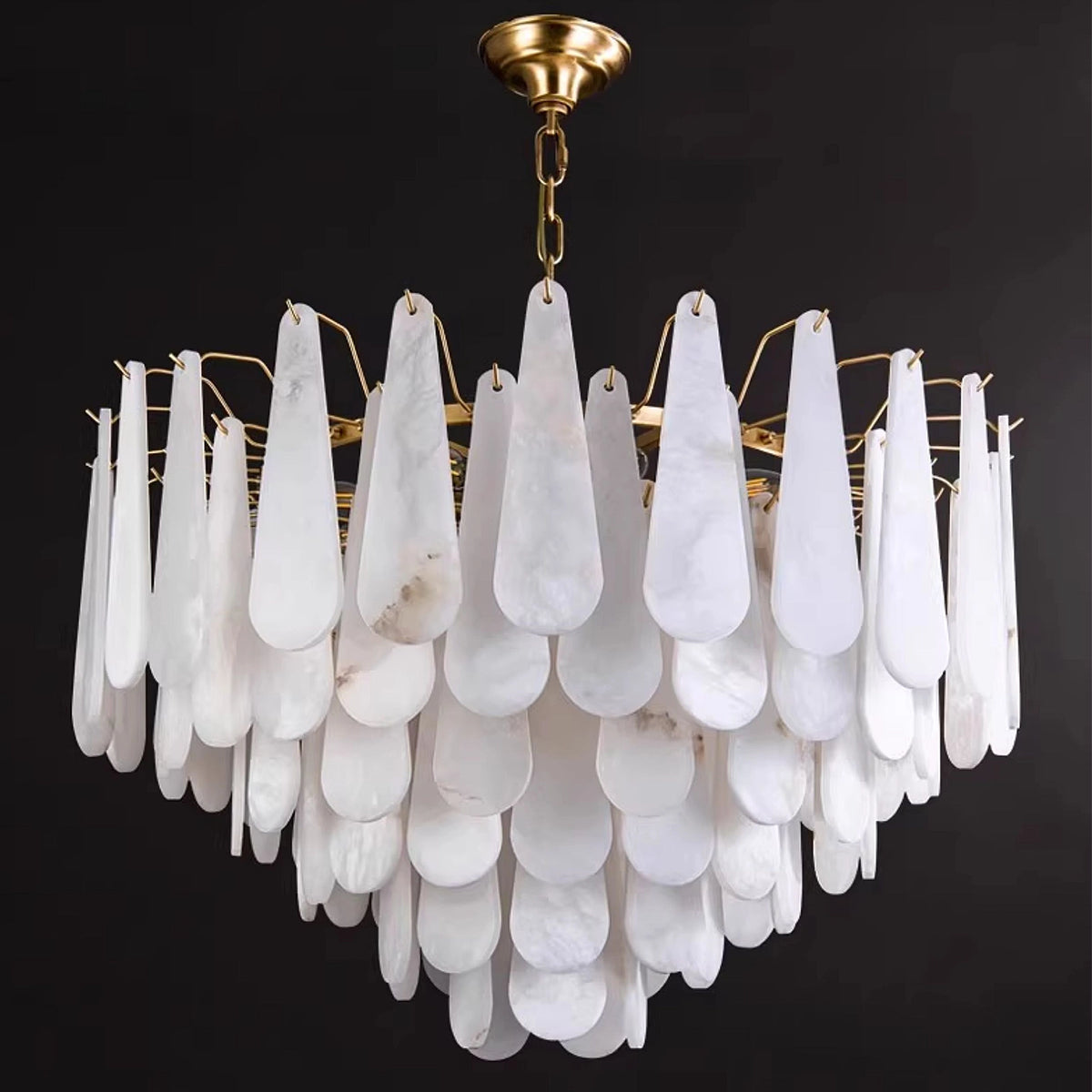 Leon Drop Shape Alabaster Chandelier