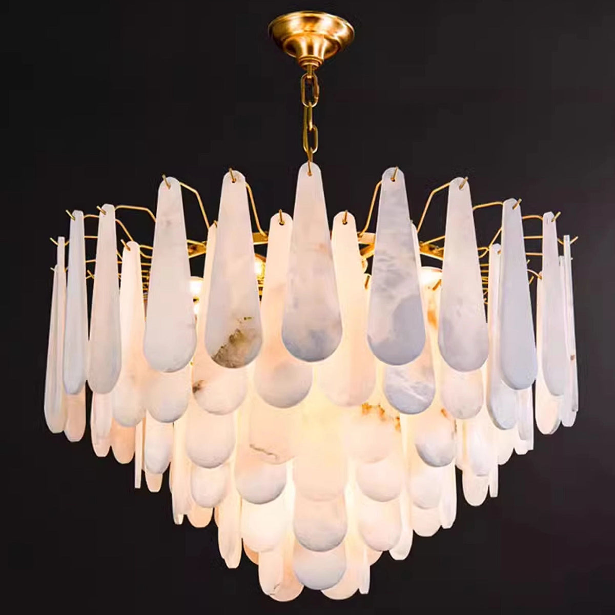 Leon Drop Shape Alabaster Chandelier