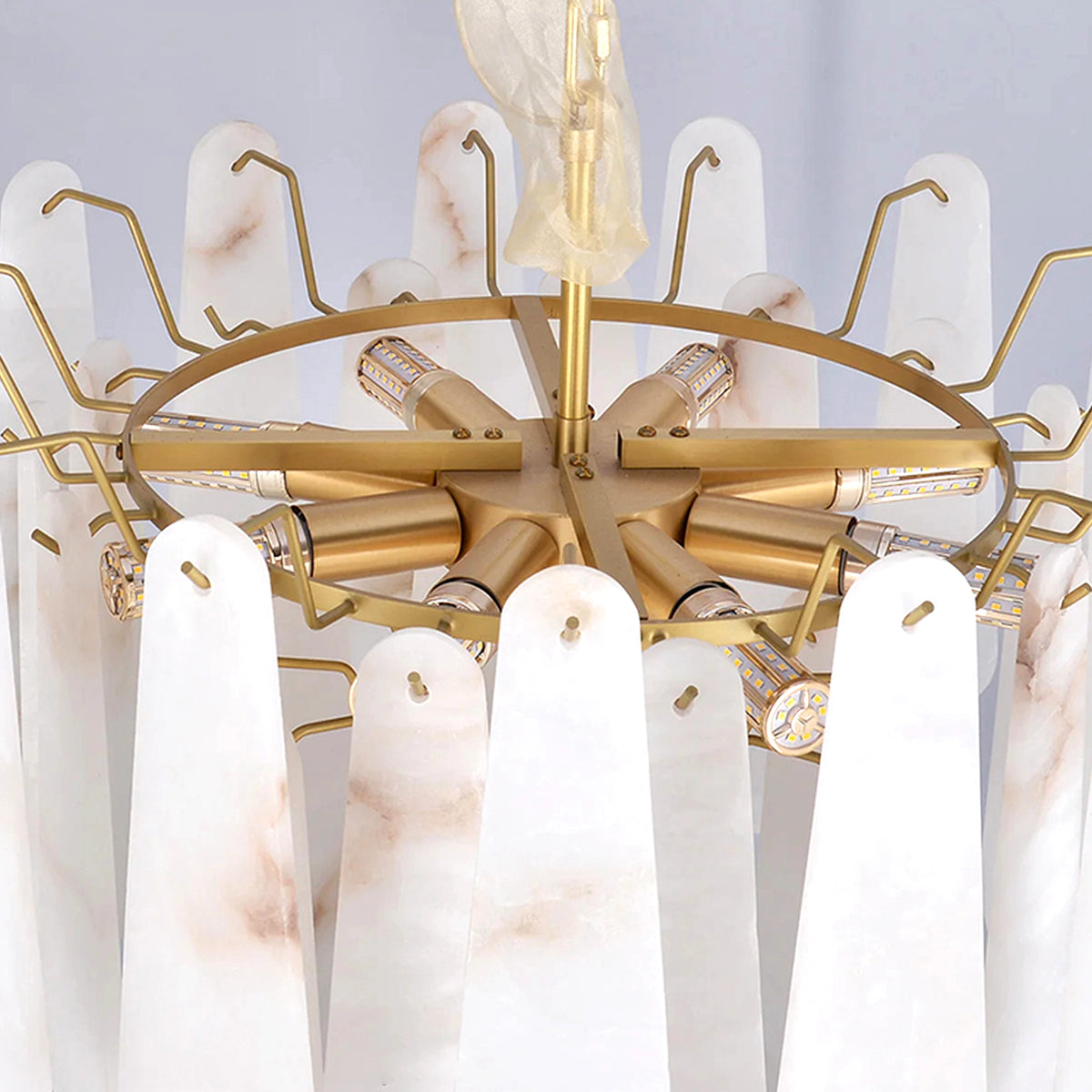 Leon Drop Shape Alabaster Chandelier