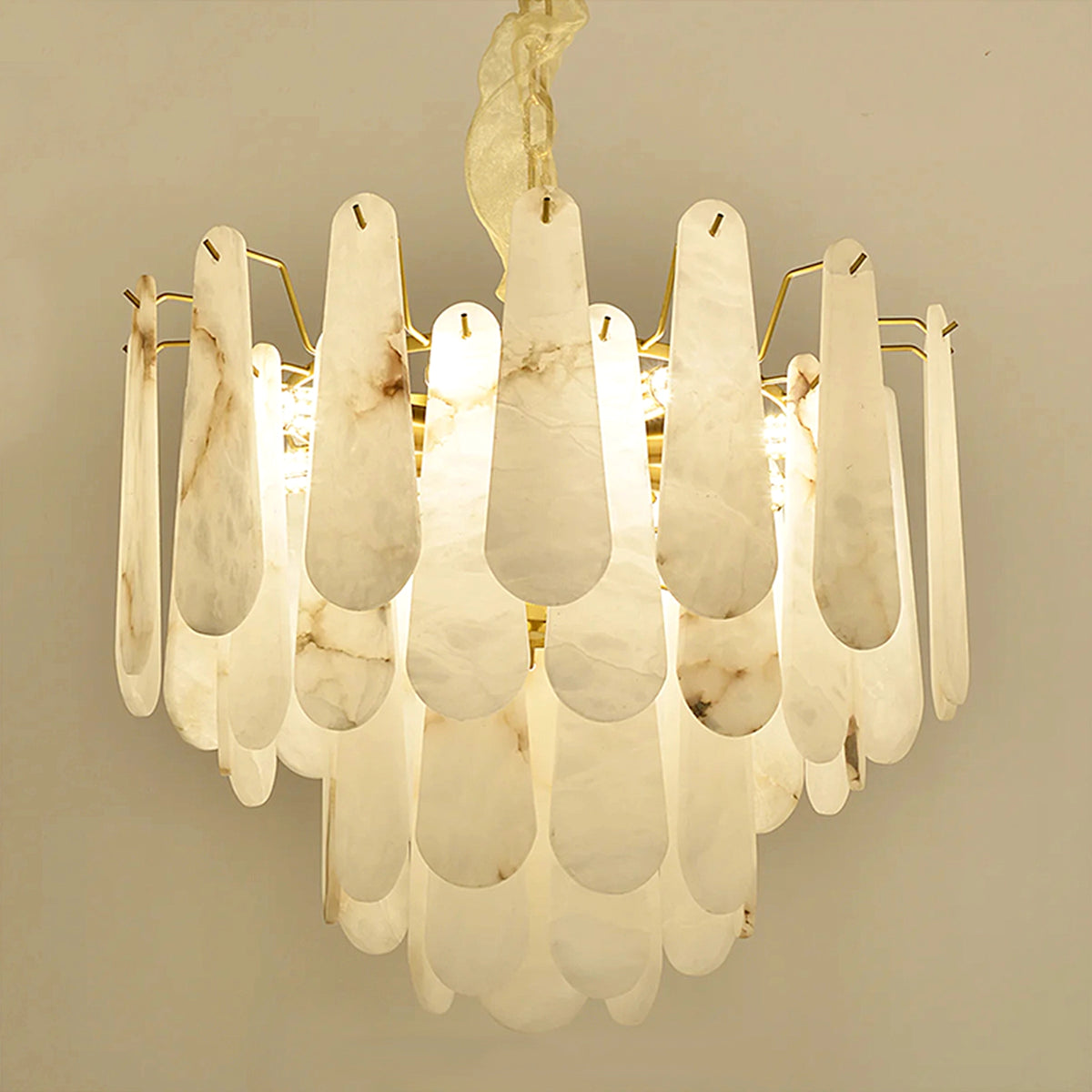 Leon Drop Shape Alabaster Chandelier