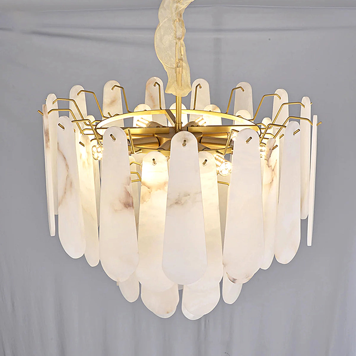 Leon Drop Shape Alabaster Chandelier