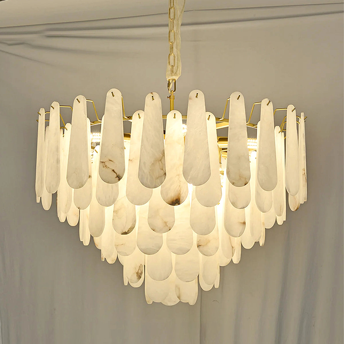 Leon Drop Shape Alabaster Chandelier