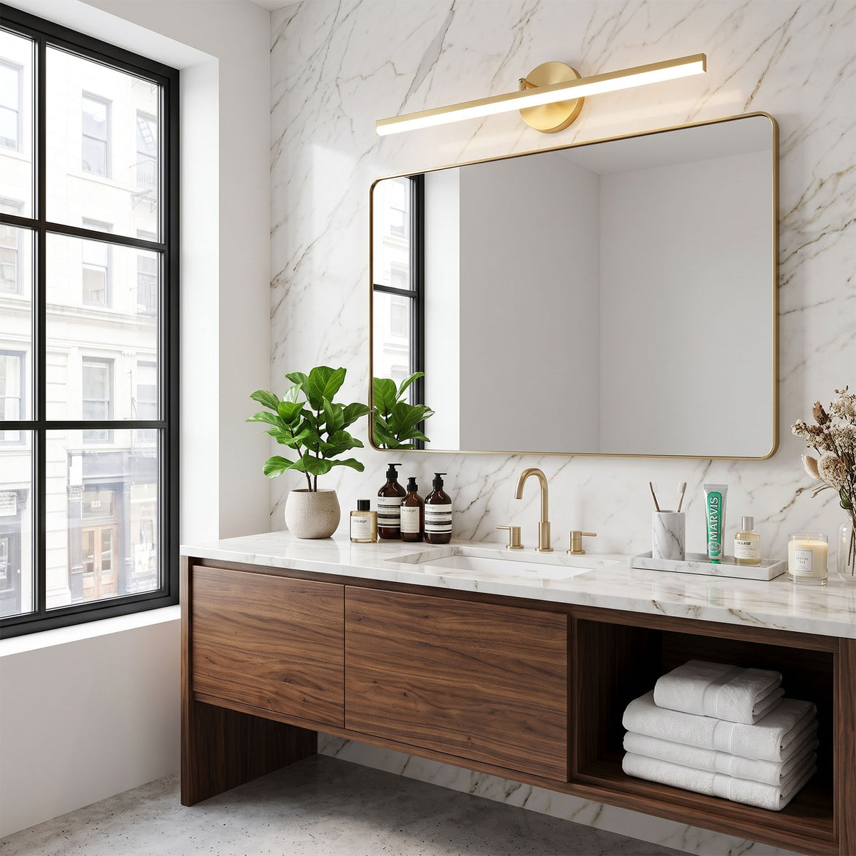 Brass LED Bath Wall Lamp