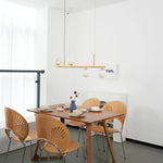 Linear Brass Alabaster Globe Chandelier