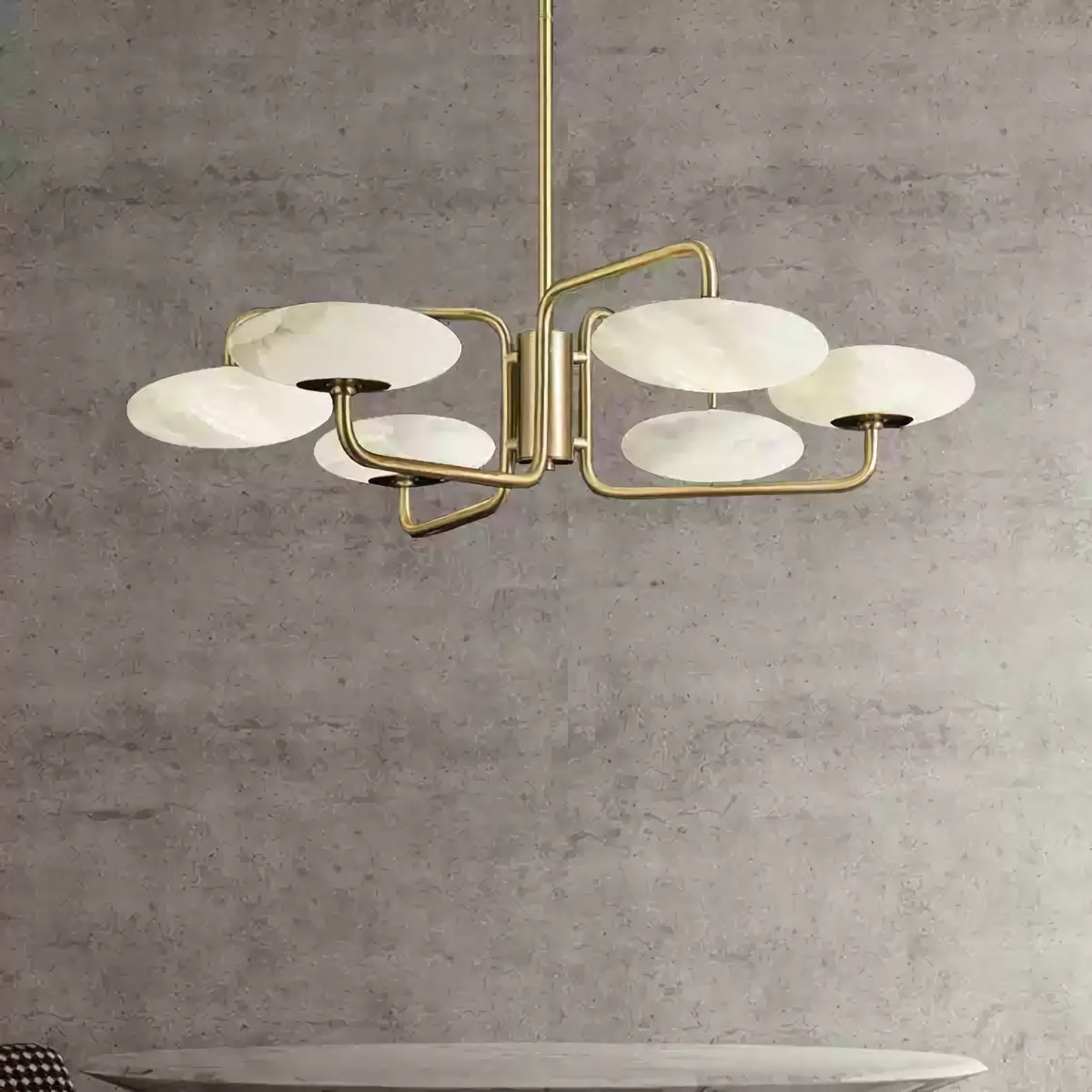 Linked Disc Alabaster Chandelier