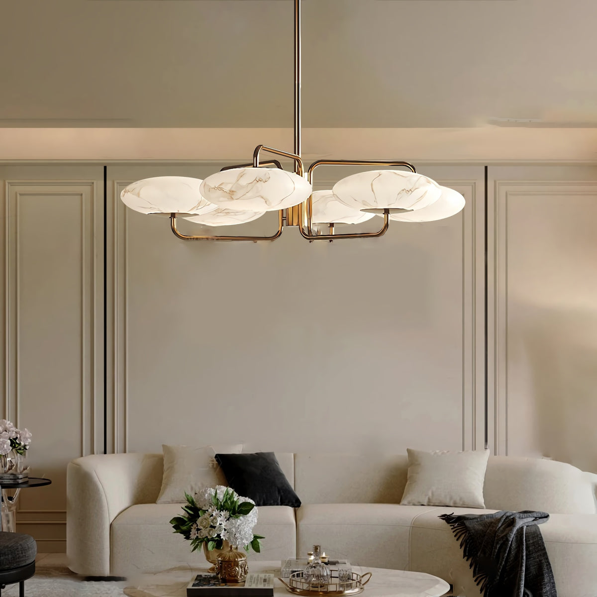 Linked Disc Alabaster Chandelier