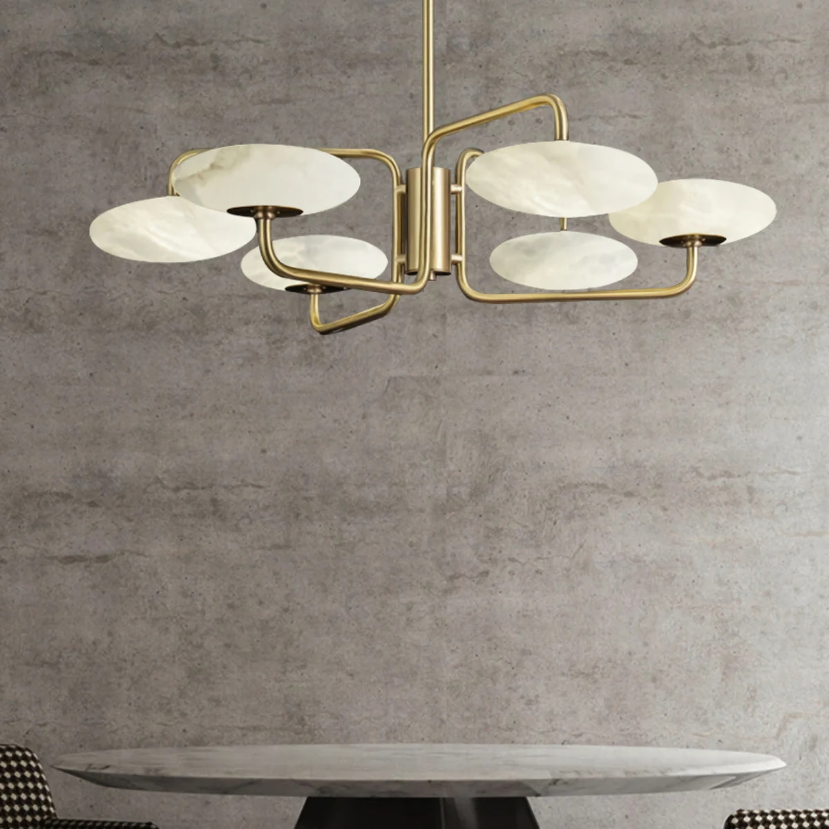 Linked Disc Alabaster Chandelier
