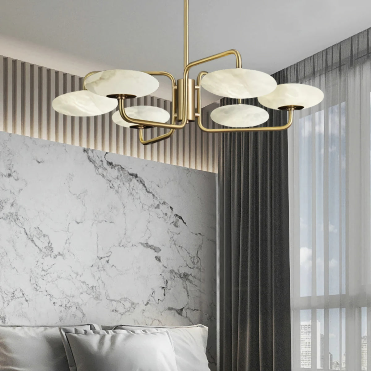 Linked Disc Alabaster Chandelier