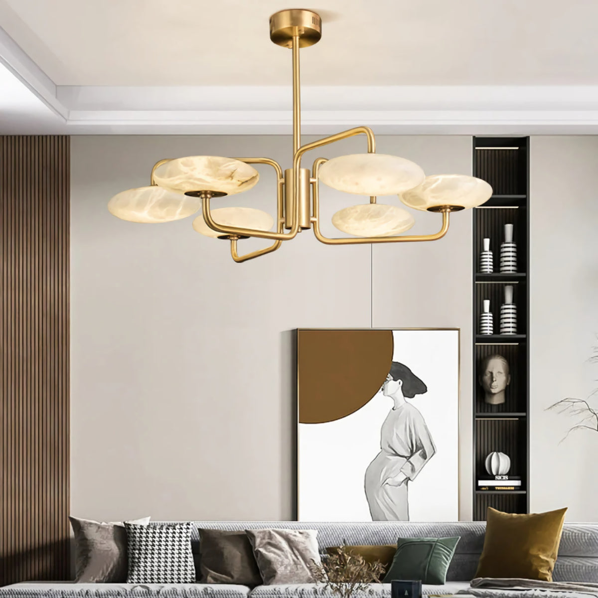 Linked Disc Alabaster Chandelier
