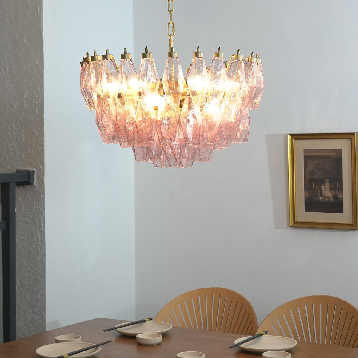 Lisandre Tiered Rose Glass Chandelier