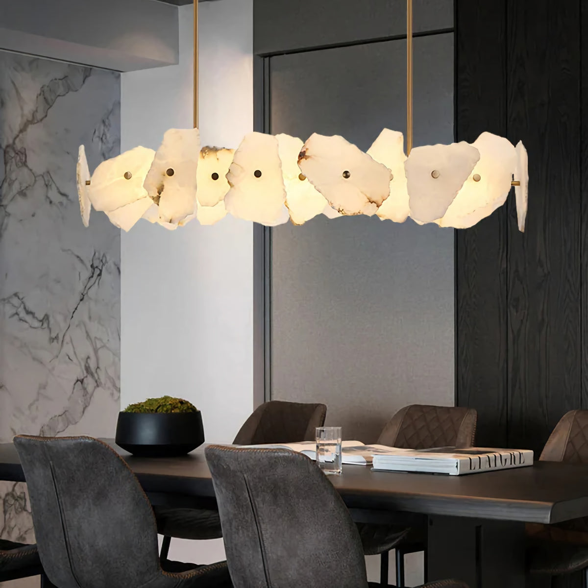 Luxury Random Shape White Marble Slice Chandelier